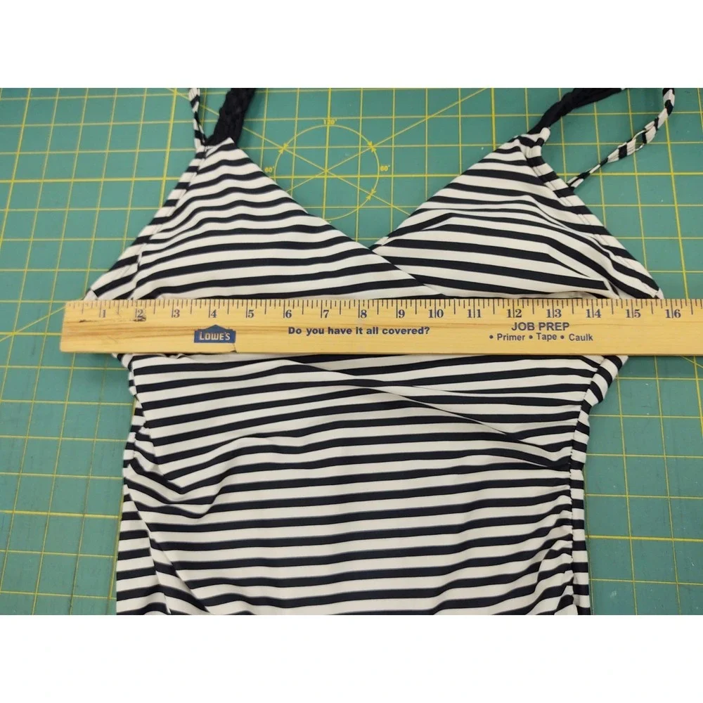 Merona Size M Black & White Striped No Wire Padded Bra Swimsuit Bathing Suit - Picture 10 of 12